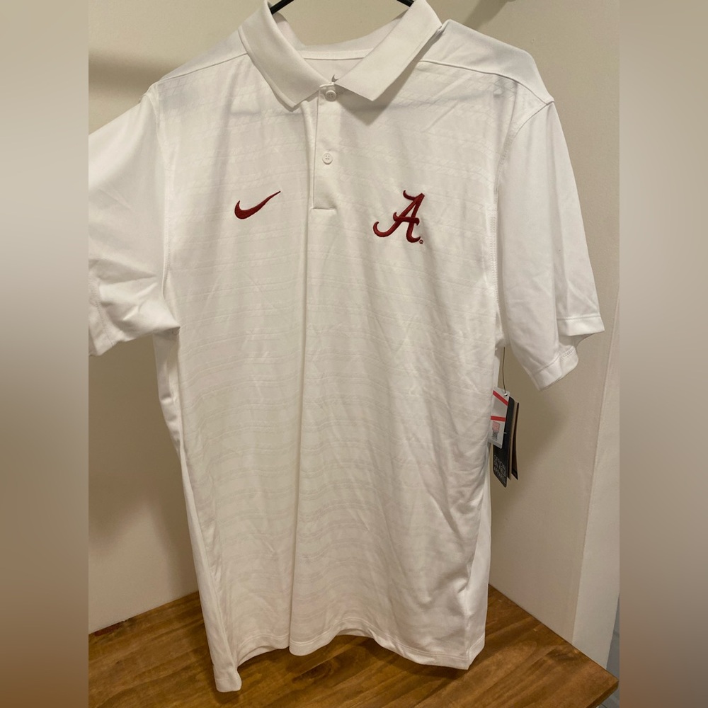 Nike Men's White Polo Shirt with Alabama Logo